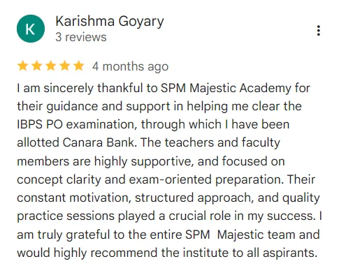 Google review detailing the effectiveness of Majestic's custom test papers for securing high marks in ADRE paper formats.